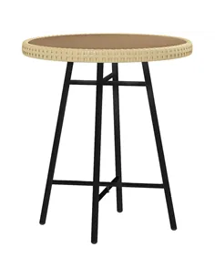 Outsunny Rattan Border Outdoor Side Table - Natural Wood Finish