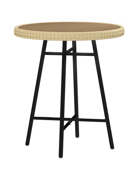 Outsunny Rattan Border Outdoor Side Table - Natural Wood Finish