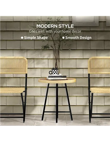 Outsunny Rattan Border Outdoor Side Table - Natural Wood Finish