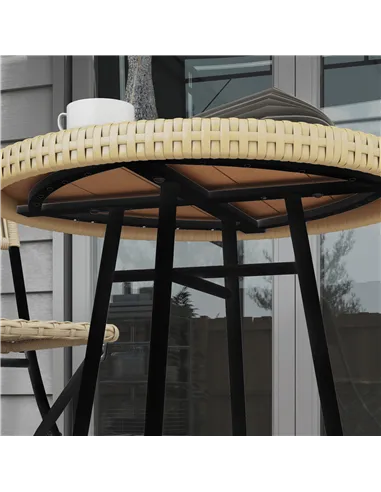 Outsunny Rattan Border Outdoor Side Table - Natural Wood Finish