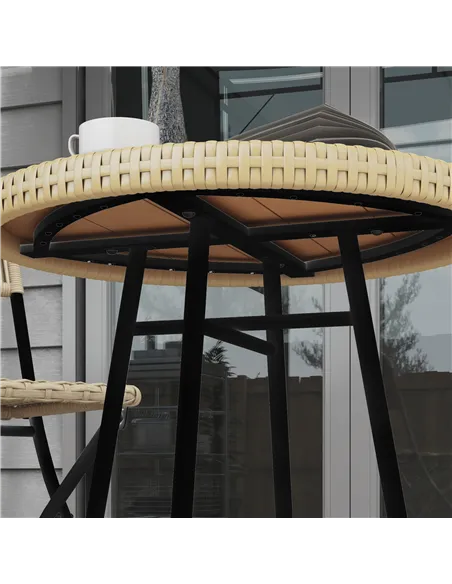 Outsunny Rattan Border Outdoor Side Table - Natural Wood Finish