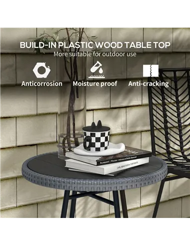 Outsunny Rattan Border Outdoor Side Table - Grey