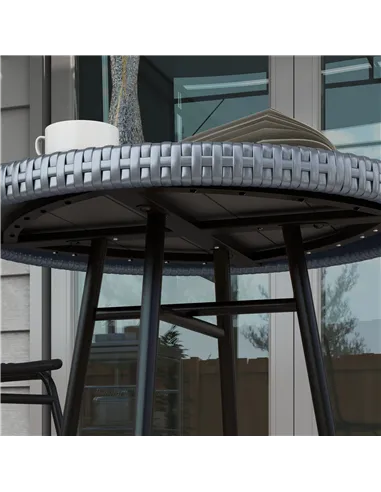 Outsunny Rattan Border Outdoor Side Table - Grey