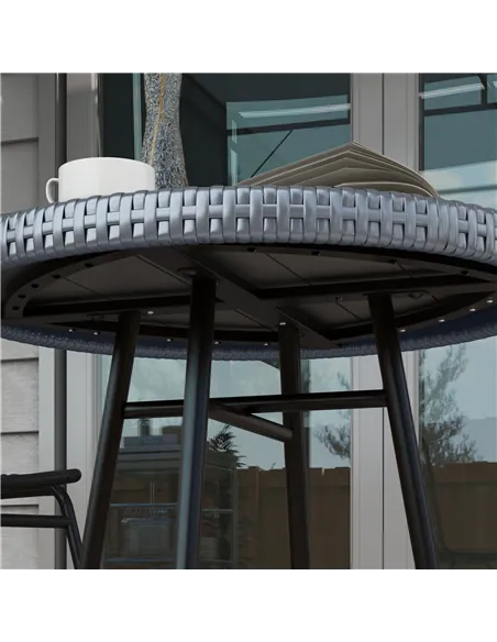 Outsunny Rattan Border Outdoor Side Table - Grey