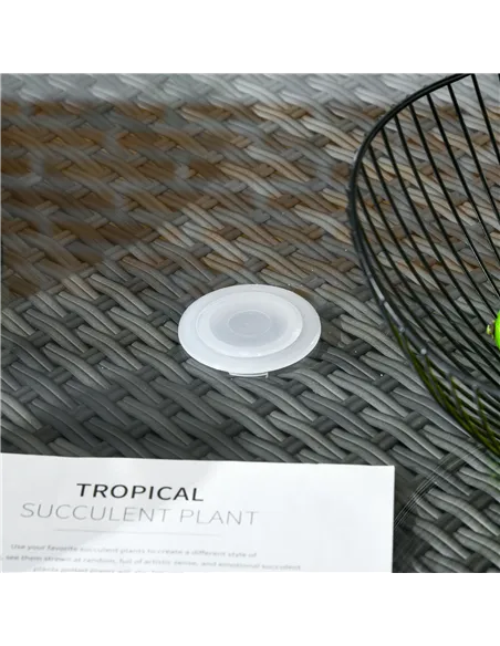Outsunny Seven-Piece Rattan Dining Table, with Round Glass-Top Table - Mixed Grey