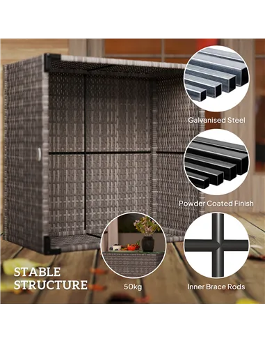 Outsunny 62 x 62cm Glass-Top Rattan Side Table - Dark Grey