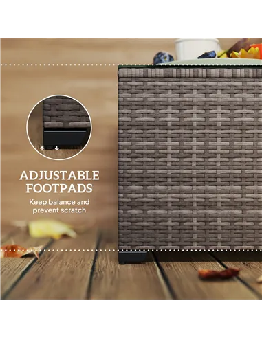 Outsunny 62 x 62cm Glass-Top Rattan Side Table - Dark Grey