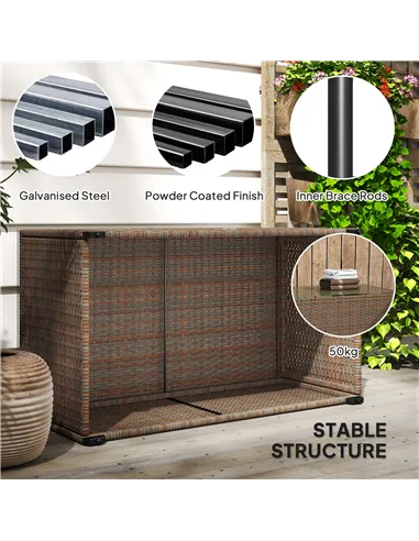 Outsunny 90 x 50cm Glass-Top Rattan Side Table - Brown