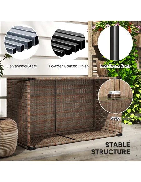 Outsunny 90 x 50cm Glass-Top Rattan Side Table - Brown