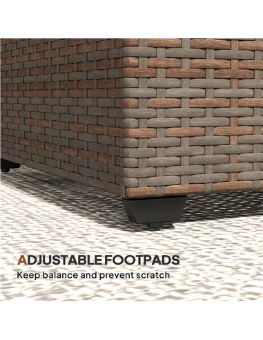 Outsunny 90 x 50cm Glass-Top Rattan Side Table - Brown