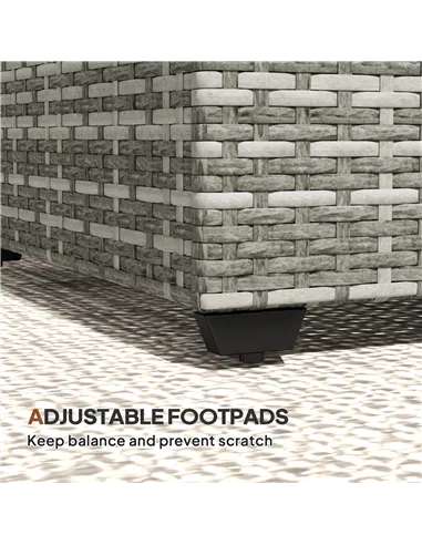 Outsunny 90 x 50cm Glass-Top Rattan Side Table - Light Grey