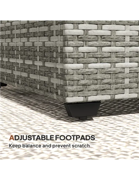 Outsunny 90 x 50cm Glass-Top Rattan Side Table - Light Grey