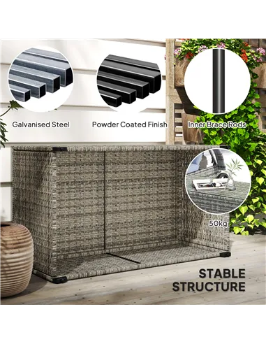 Outsunny 90 x 50cm Glass-Top Rattan Side Table - Dark Grey