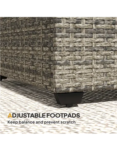 Outsunny 90 x 50cm Glass-Top Rattan Side Table - Dark Grey