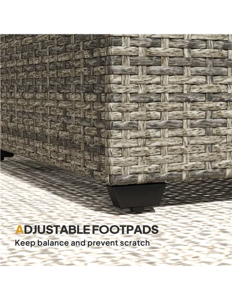 Outsunny 90 x 50cm Glass-Top Rattan Side Table - Dark Grey