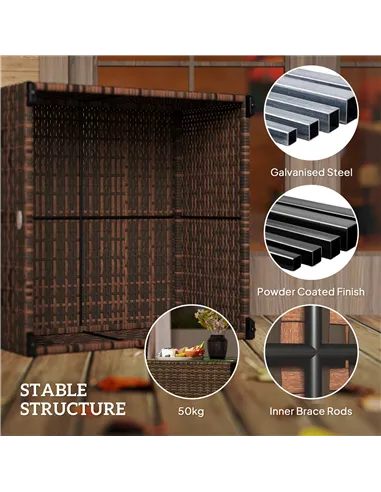 Outsunny 62 x 62cm Glass-Top Rattan Side Table - Brown