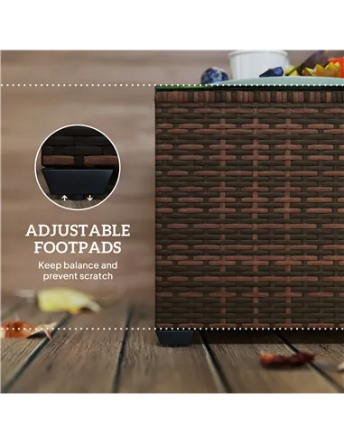 Outsunny 62 x 62cm Glass-Top Rattan Side Table - Brown