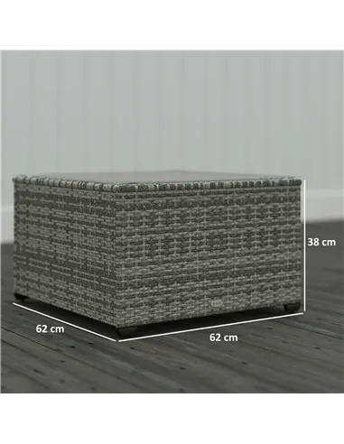 Outsunny 62 x 62cm Glass-Top Rattan Side Table - Light Grey