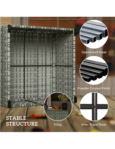 Outsunny 62 x 62cm Glass-Top Rattan Side Table - Light Grey