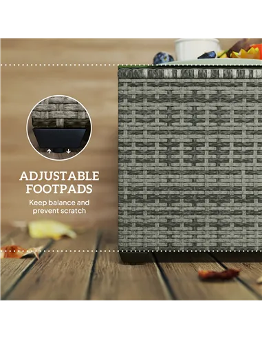 Outsunny 62 x 62cm Glass-Top Rattan Side Table - Light Grey