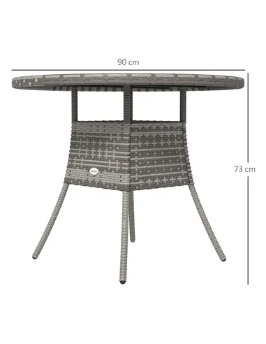 Outsunny 90cm Four-Person Wood-Effect Rattan Table - Grey