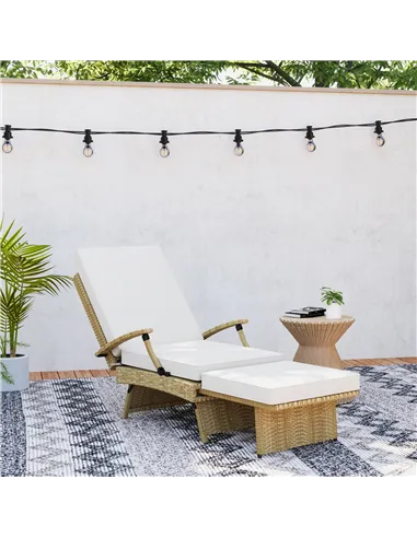 Outsunny 80° Reclining Rattan Lounger - White/Beige