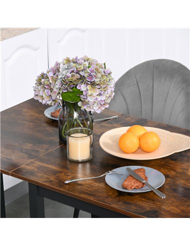 HOMCOM Folding Dining Table, Industrial Drop Leaf Table with Wheels and Metal Frame for Kitchen, Dining Room, Space Saving, Rust