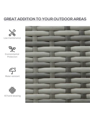 Outsunny 2 Seater Poly Rattan Garden Bench, All Weather Wicker Garden Loveseat, Outdoor Seating Bench with 240 Load Capacity, Ba