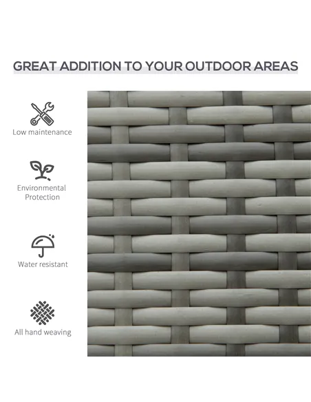 Outsunny 2 Seater Poly Rattan Garden Bench, All Weather Wicker Garden Loveseat, Outdoor Seating Bench with 240 Load Capacity, Ba