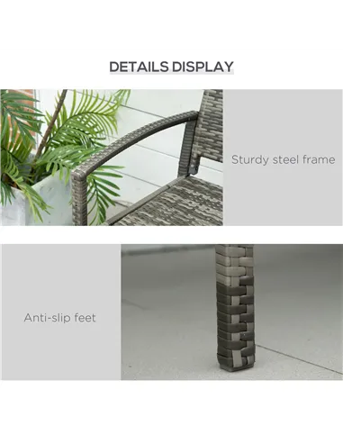 Outsunny 2 Seater Poly Rattan Garden Bench, All Weather Wicker Garden Loveseat, Outdoor Seating Bench with 240 Load Capacity, Ba