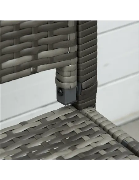 Outsunny 2 Seater Poly Rattan Garden Bench, All Weather Wicker Garden Loveseat, Outdoor Seating Bench with 240 Load Capacity, Ba