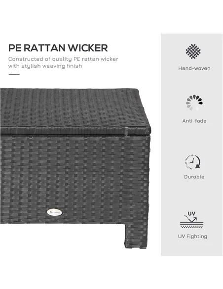 Outsunny Rattan Footstool Wicker Ottoman with Padded Seat Cushion Outdoor Patio Furniture for Garden Poolside Living Room, 50 x 