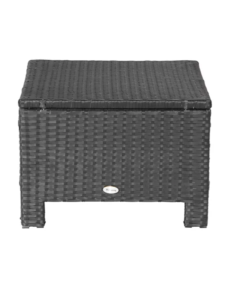 Outsunny Rattan Footstool Wicker Ottoman with Padded Seat Cushion Outdoor Patio Furniture for Garden Poolside Living Room, 50 x 