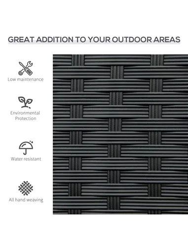 Outsunny 2 Seater Poly Rattan Garden Bench, All Weather Wicker Garden Loveseat, Outdoor Seating Bench with 240 Load Capacity, Ba