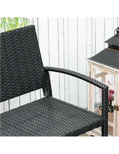 Outsunny 2 Seater Poly Rattan Garden Bench, All Weather Wicker Garden Loveseat, Outdoor Seating Bench with 240 Load Capacity, Ba