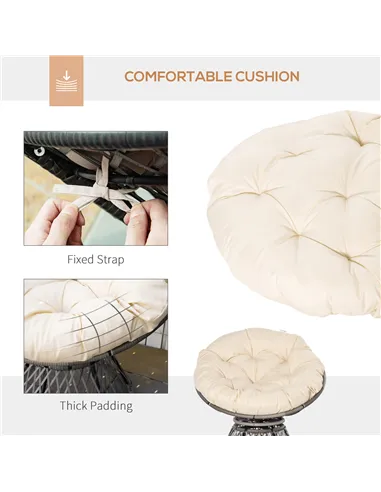 Outsunny 360° Swivel Rattan Moon Bowl Chair Round Lounge Garden Wicker Basket Seat with Padded Cushion Oversized for Outdoor Ind