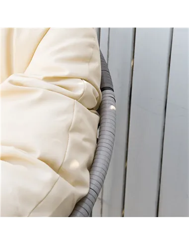 Outsunny 360° Swivel Rattan Moon Bowl Chair Round Lounge Garden Wicker Basket Seat with Padded Cushion Oversized for Outdoor Ind