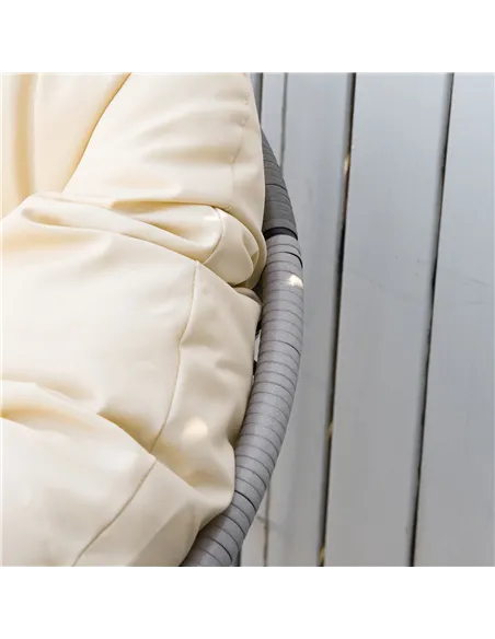 Outsunny 360° Swivel Rattan Moon Bowl Chair Round Lounge Garden Wicker Basket Seat with Padded Cushion Oversized for Outdoor Ind