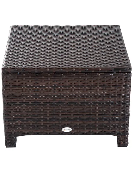 Outsunny Rattan Footstool Wicker Ottoman with Padded Seat Cushion Outdoor Patio Furniture for Garden Poolside Living Room, 50 x 