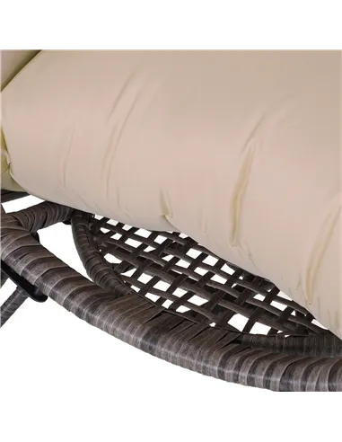 Outsunny Garden Egg Chair, Teardrop Outdoor PE Rattan Chair with Full-body Soft Padded Cushion, Grey