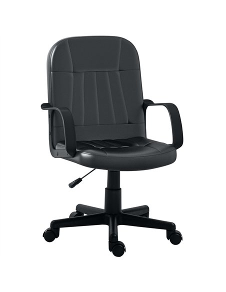 HOMCOM Swivel Executive Office Chair, PU Leather Computer Desk Chair with Adjustable Height, Wheels, Black