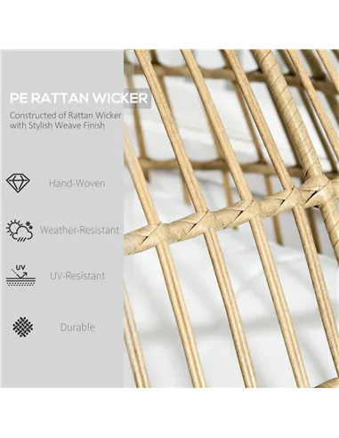 Outsunny Rattan Egg Chair with Cushions and Pillows, Khaki