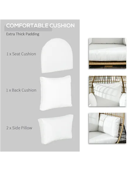 Outsunny Rattan Egg Chair with Cushions and Pillows, Khaki