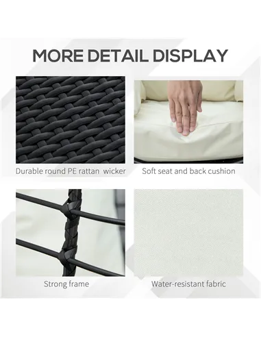 Outsunny 360° Swivel Egg Chair, Garden Rattan Swivel Chair with Thickened Cushion and Pillow, 150 KG Capacity for Indoor Outdoor