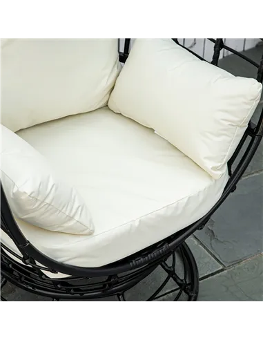 Outsunny 360° Swivel Egg Chair, Garden Rattan Swivel Chair with Thickened Cushion and Pillow, 150 KG Capacity for Indoor Outdoor