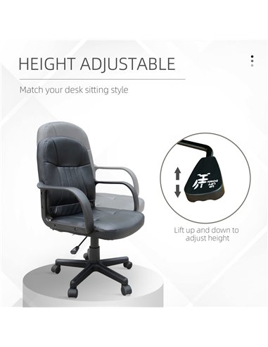 HOMCOM Swivel Executive Office Chair, PU Leather Computer Desk Chair with Adjustable Height, Wheels, Black