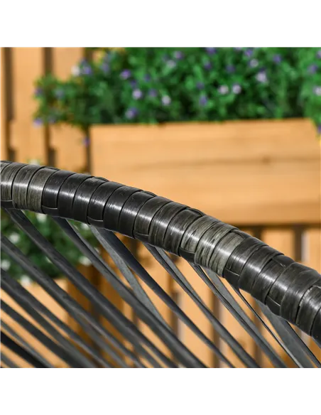 Outsunny String Rattan Egg Chair, with Padded Seat Cushion - Grey/Black