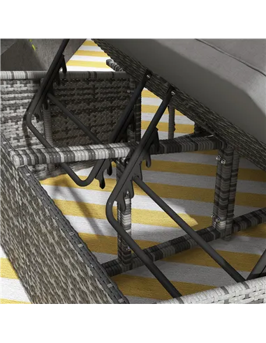 Outsunny 2 Seater Rattan Day Bed w/ Fire Retardant Cushions Grey