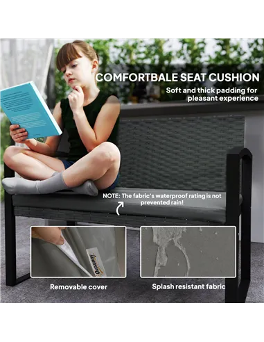 Outsunny Two-Seater Rattan Garden Bench - Grey/Black