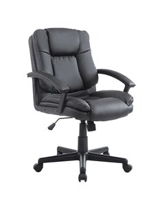 HOMCOM Office Chair, Computer Desk Chair, PU Leather Mid Back Executive Chair with Adjustable Height and Swivel Rolling Wheels f